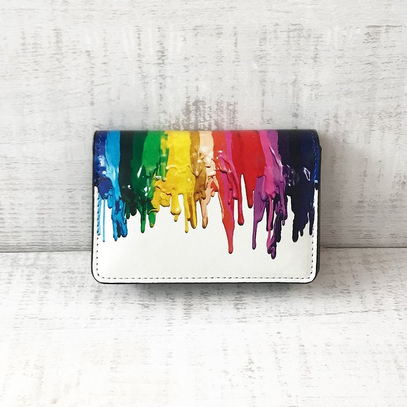 Card Case Crayon melt art / Business Card Holder / Office Worker / - Card Holders & Cases - Faux Leather Multicolor