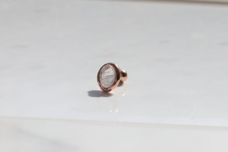 14K 彩虹月光石鎖珠耳環 (單個)耳骨 耳窩 不退色 - 耳環/耳夾/耳骨夾 - 貴金屬 