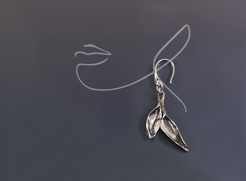 Maple jewelry design 植物系列-雙葉單邊925銀耳環(單支/一對)