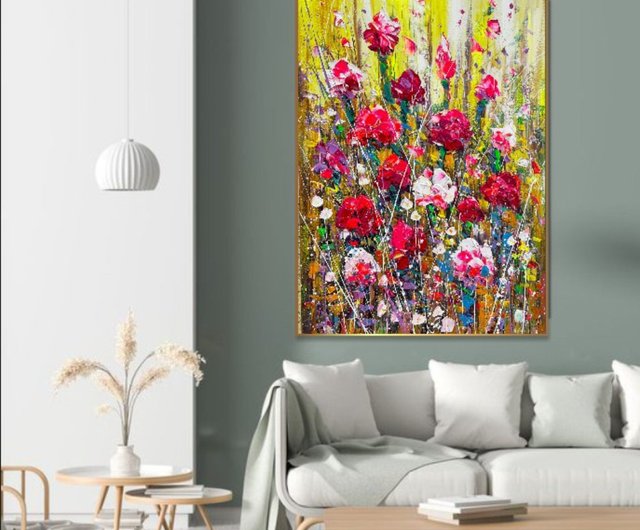 カラフルな花のアクリルキャンバスアート カラフルな花のアクリルキャンバスアート