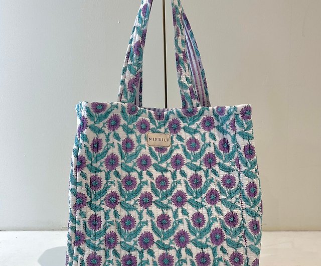 Quilting tote bag #purple - Shop nifeile-okinawa Handbags & Totes
