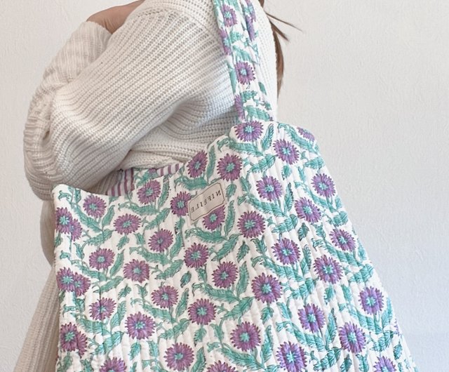 Quilting tote bag #purple - Shop nifeile-okinawa Handbags & Totes