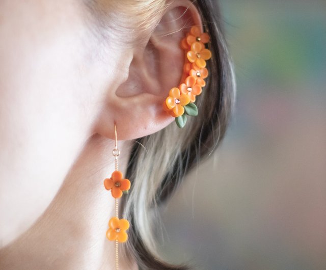 Osmanthus Motif Ear Cuff - ピアス(両耳用)