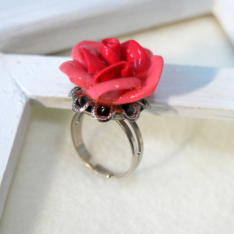 赤いバラ - 指輪 - リング - その他の素材 レッド