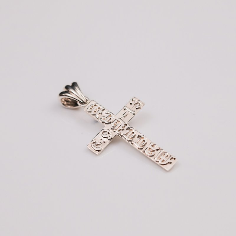 Necklace cross Matthew chapter 6 verses 9-13 design boys necklace - Chokers - Sterling Silver Silver