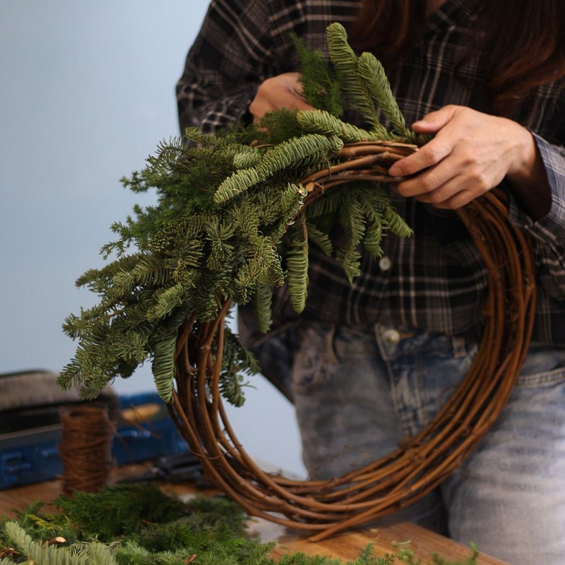 聖誕限定 新鮮花材聖誕花圈 花藝手作體驗課程 - 植栽/花藝 - 植物．花 
