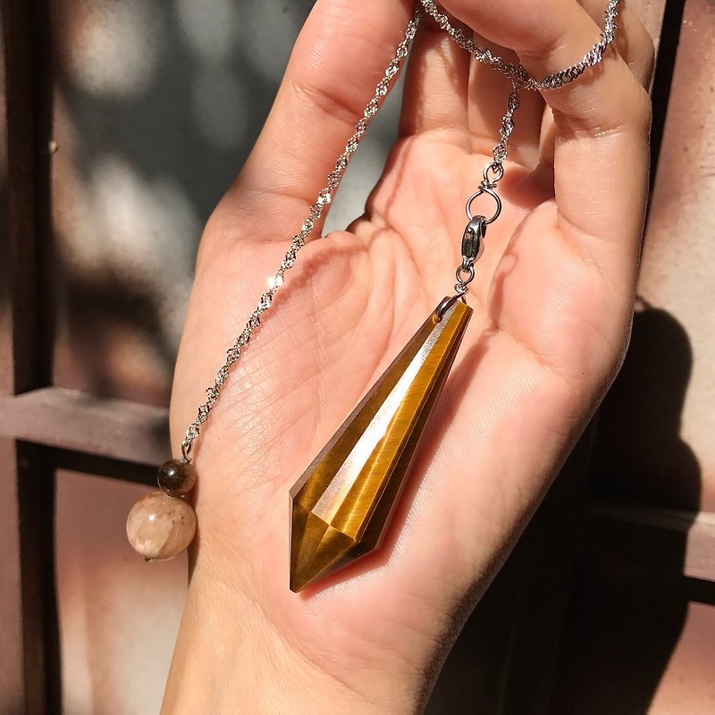 tiger eyes quartz pendulum necklace box set - Necklaces - Gemstone Brown