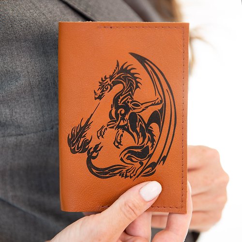 Nice little thing Dragon print passport cover / Custom gift for him / Leather cover