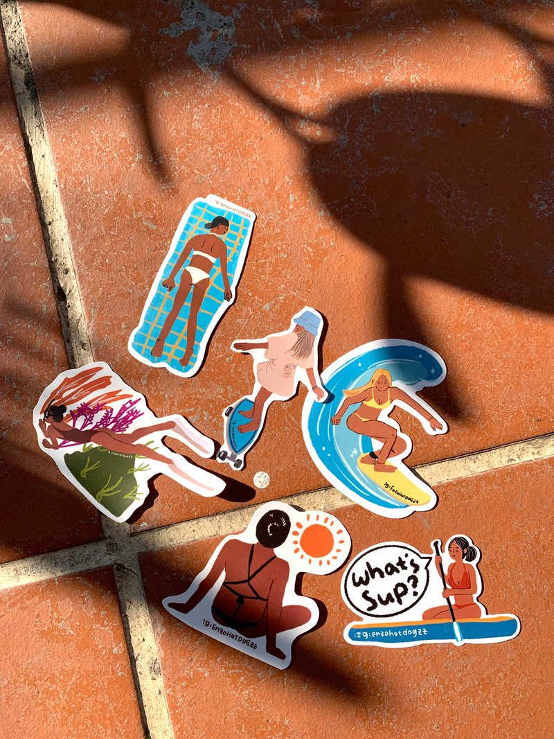 Made from TAIWAN Enzo hotdog Hot girl stickers - สติกเกอร์ - วัสดุกันนำ้ 