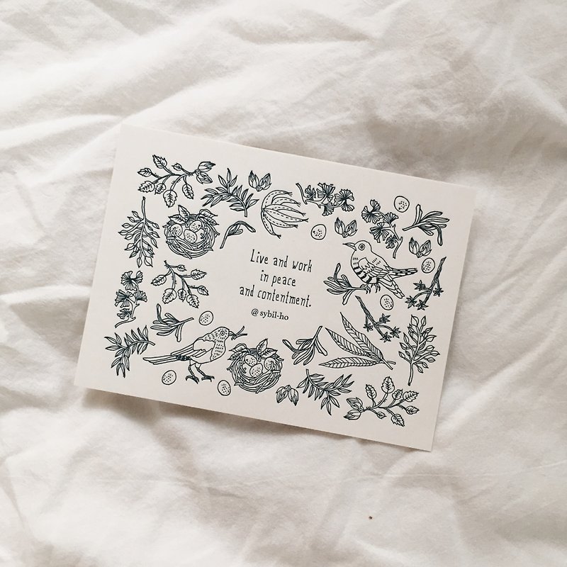 sybil-ho Anju Leye letterpress printing card dark gray - Cards & Postcards - Paper Gray