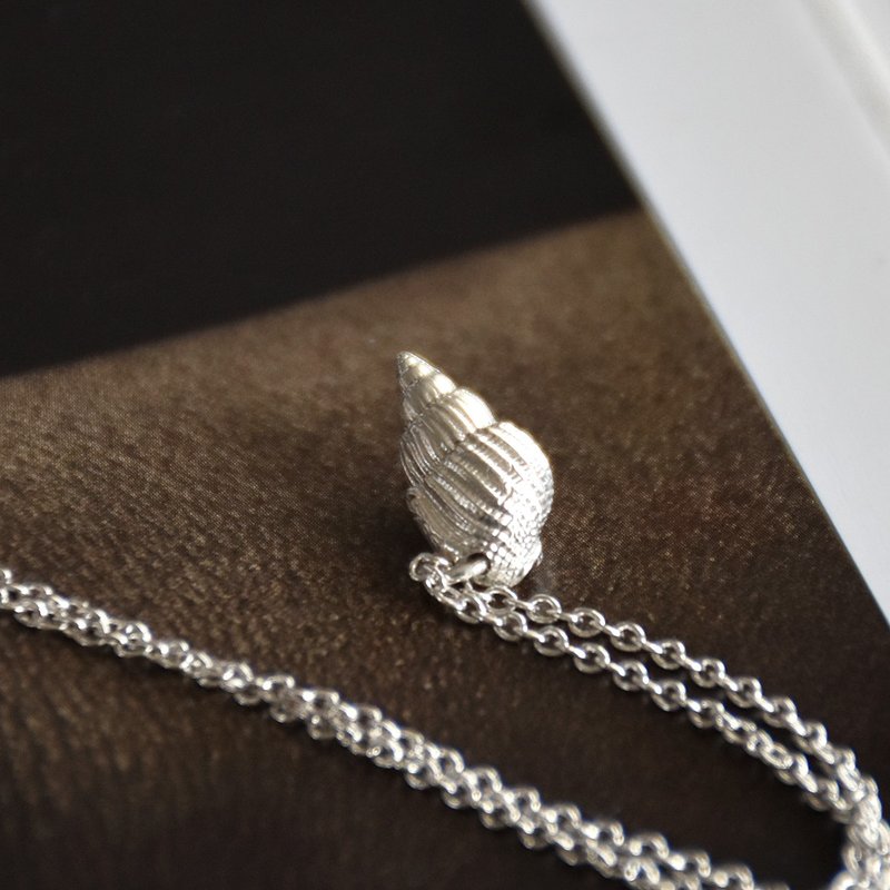 Ocean series handmade pure Silver conch Necklace - สร้อยคอ - เงินแท้ สีเงิน