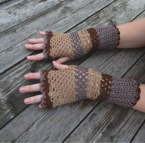 Women's Crochet wool fingerless gloves Green knit arm warmers Cottagecore -  Shop OnGoodLuck Gloves & Mittens - Pinkoi