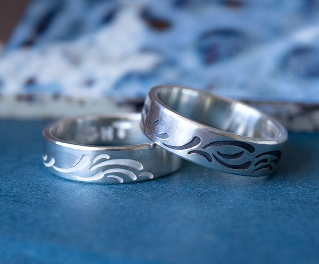 Handmade Sterling silver Wave Ring, Ocean Waves RING, Couples Rings. - Shop  jadeleehandmade General Rings - Pinkoi