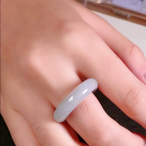 瓔珞翡翠 【求‧緣】白翡翡翠戒指戒圈 | 國際16圍 | 天然緬甸玉A貨翡翠