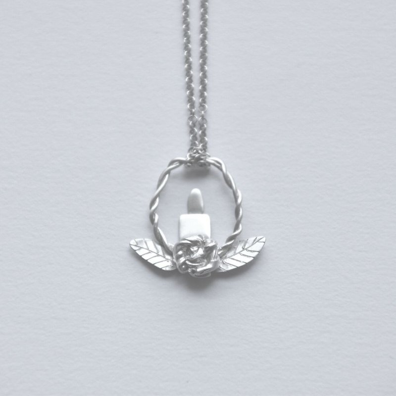 Light a candle for yourself 01, silver jewellery, 925 sterling silver, rose - สร้อยคอ - เงินแท้ สีเงิน