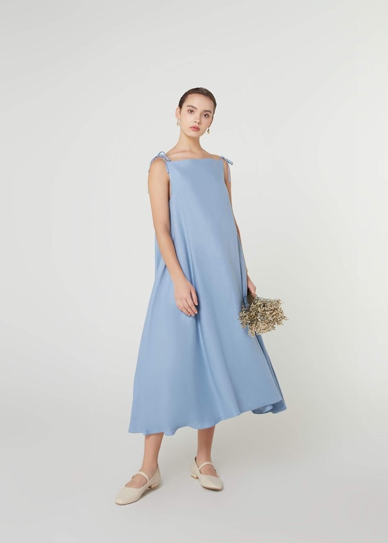 Le bleu dress ~ linen dress in sky blue, bridesmaid dress