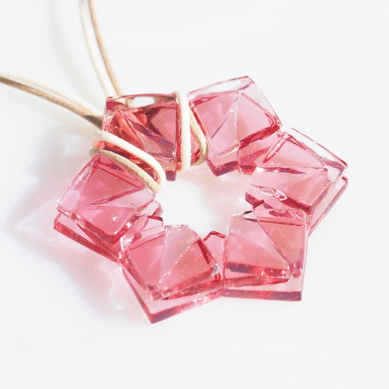 [Special] Crystal Glass (Crystal [Sakura]) Necklace [Made-to-Order] - Necklaces - Glass Pink