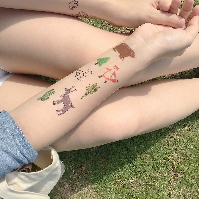 Colorful Animals Tattoo Sticker / Temporary Tattoo - สติ๊กเกอร์แทททู - กระดาษ 