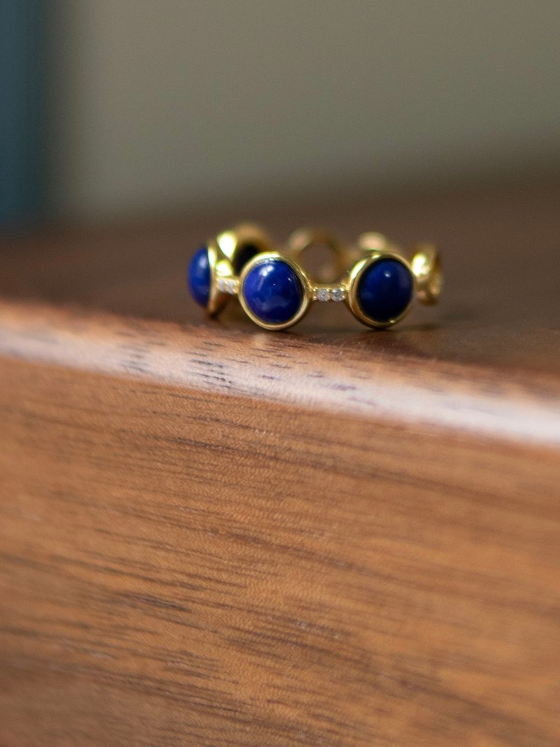 Simple and versatile design of natural lapis lazuli ring - แหวนทั่วไป - เครื่องประดับพลอย 