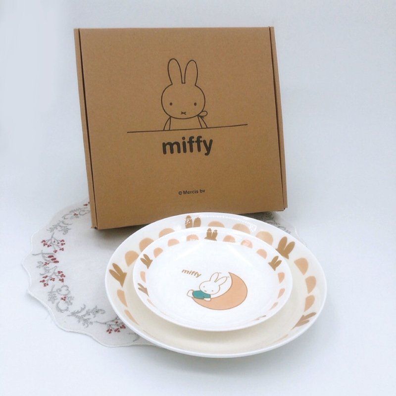【MIFFY】粉色月亮-大+小陶瓷盤組 餐盤組 陶瓷盤 - 盤子/餐盤/盤架 - 陶 