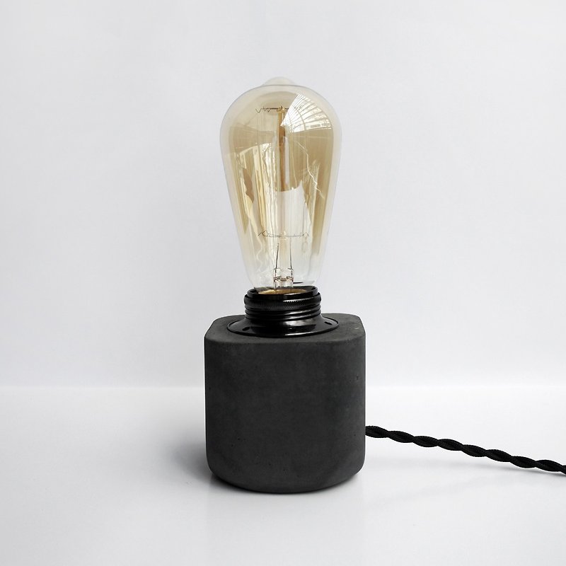 HALF Dark metal concrete lamp / tablelamp / desk lamp - Lighting - Cement Black