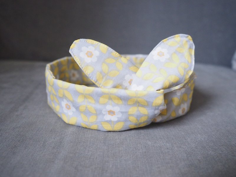 Handmade yellow flower printing headband - Hair Accessories - Cotton & Hemp Yellow