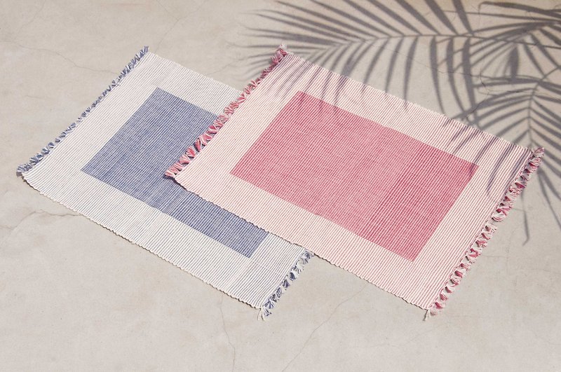 Hand-feel woven table mat/placemat/woven feel placemat/Boho ethnic style placemat-blue and red sky rainbow stripes - Place Mats & Dining Décor - Cotton & Hemp Multicolor