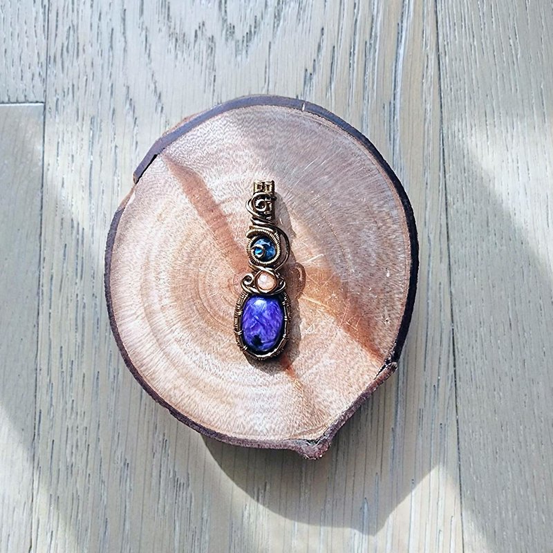 [Handmade by Qu Shuichen] Purple Dragon Crystal , Stone Stone Wire Braided Necklace - Necklaces - Gemstone Purple