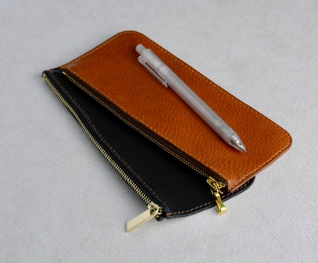 Coconut milk sushi] cowhide pencil case, leather pencil case, tool bag, pen  scroll type custom lettering - Shop handboycc Pencil Cases - Pinkoi