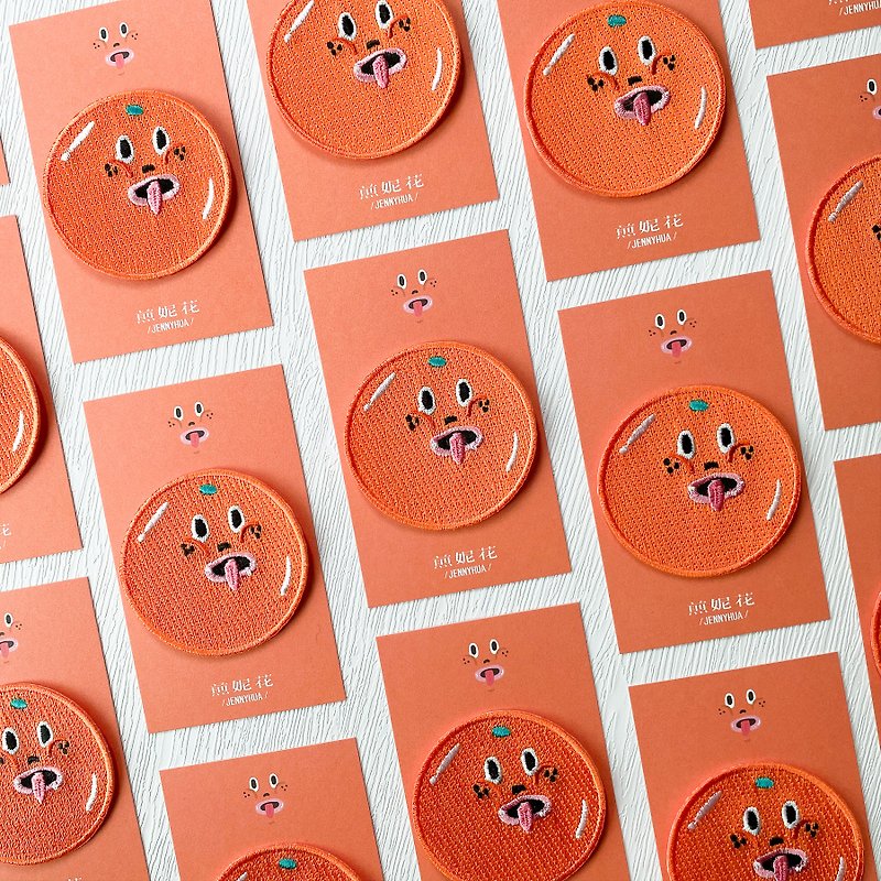 刺繍ホットステッカー | Mobs Orange - バッジ・ピンズ - 刺しゅう糸 オレンジ