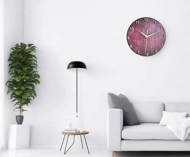 木製壁掛け時計 ユニークな数字付き壁掛け時計 サイレントクロック 