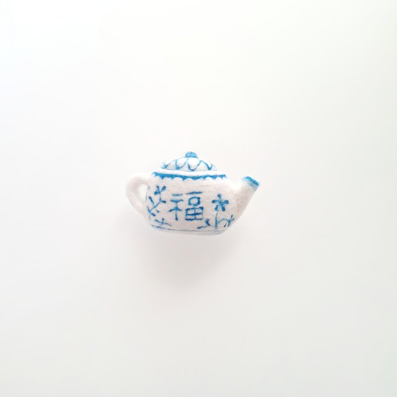 小茶壺  小茶福 羊毛氈 別針 - 徽章/別針 - 羊毛 多色