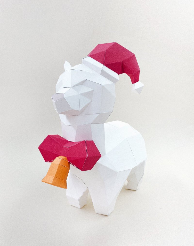 Paper Craft-Christmas Alpaca. No Cutting - งานไม้/ไม้ไผ่/ตัดกระดาษ - กระดาษ ขาว