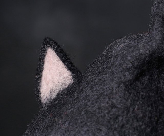 Cat ears black high quality and peach felted hat