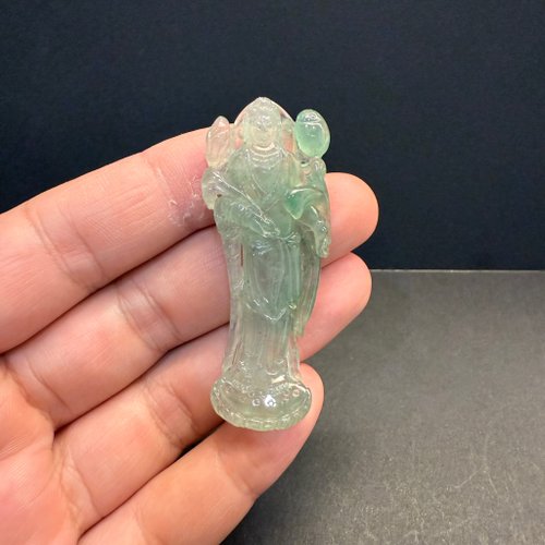 元元圓滾滾 水晶手鍊 瀚玉珠寶 天然冰種翡翠 冰綠起光觀音翡翠墜 冰種放光 法相莊嚴