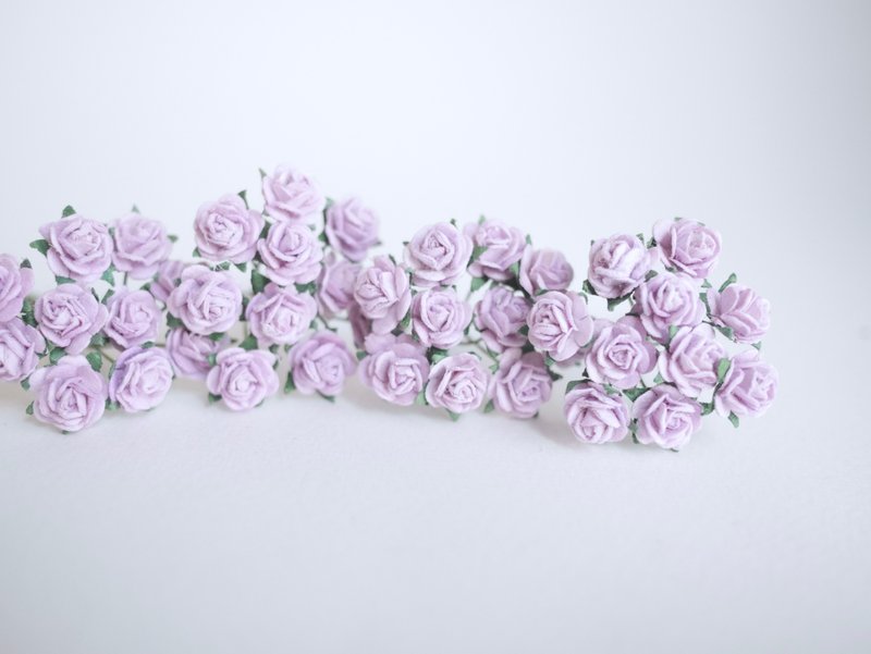 Paper Flower, DIY 100 pieces mulberry rose size 0.8 cm., pale purple colors. - 其他 - 紙 紫色