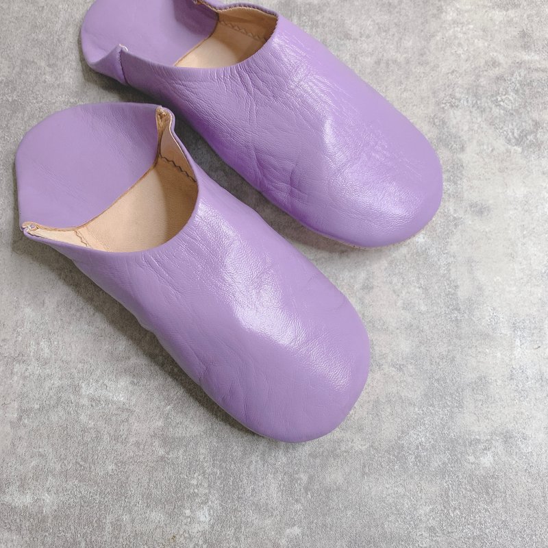 摩洛哥 babouche 室內拖鞋 極簡 丁香紫 - 室內拖鞋 - 真皮 紫色