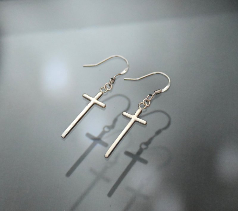 cross earrings - ต่างหู - เงินแท้ สีเงิน