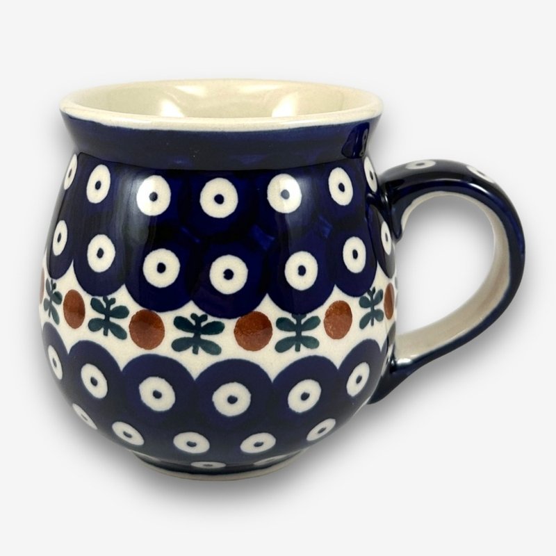 Polish hand-painted pottery-Pangpang Cup 350ml Peacock Eye Series Designer Model - Cups - Pottery Blue