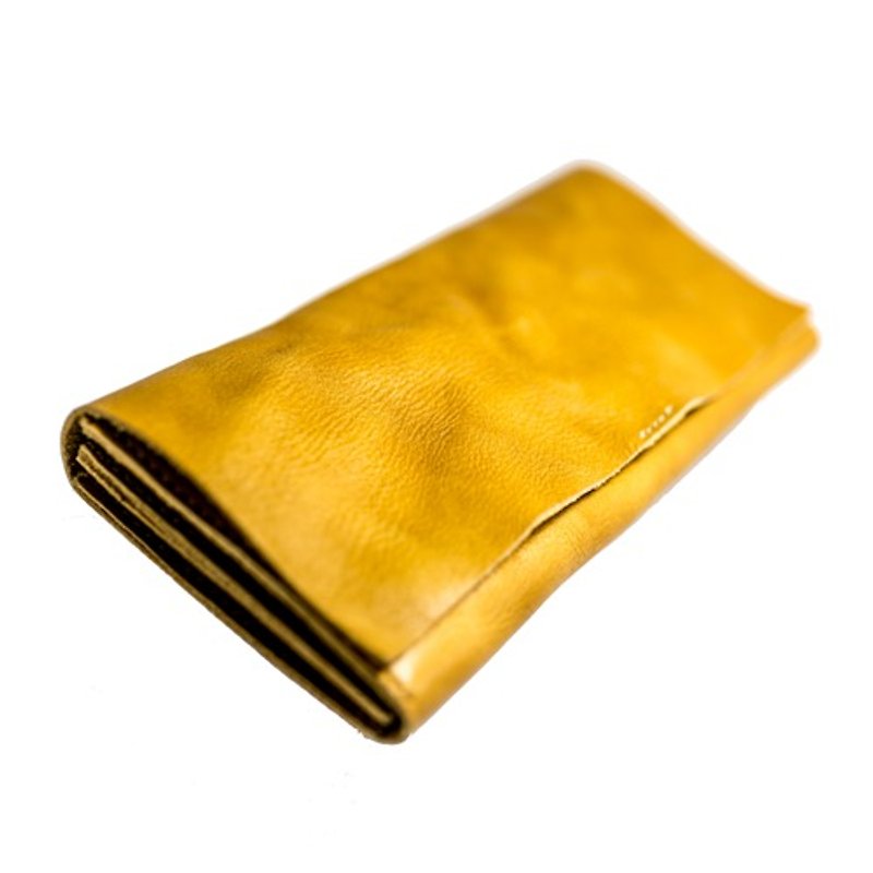ヴィンテージ・タン / 本革長財布 - 長短皮夾/錢包 - 真皮 黃色