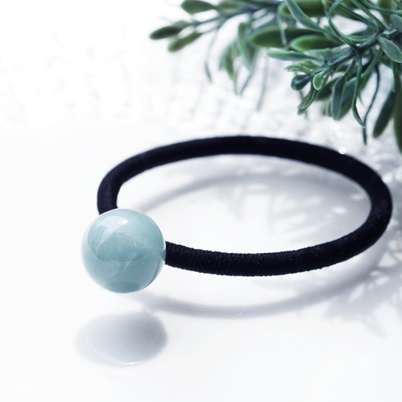 Aquamarine single ball hair elastic Mariella - Hair Accessories - Gemstone Blue