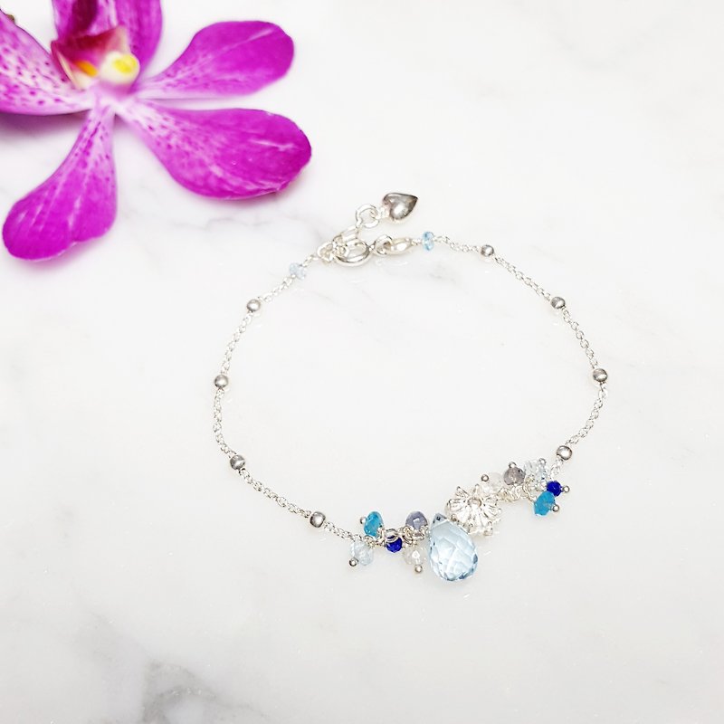 Elegant chick series ~ Stone sterling silver bracelet Topaz - สร้อยข้อมือ - เครื่องเพชรพลอย สีน้ำเงิน