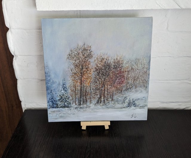 油絵 油彩 絵画 【吹雪の森】