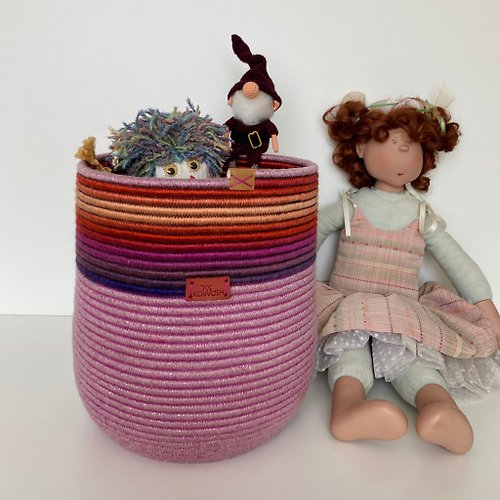 KOTTOSH ART Purple basket with glitter 24 cm x 20.5 cm