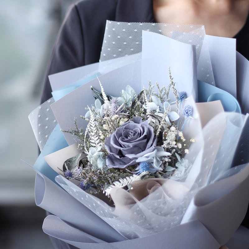 客製畢業花束 永生玫瑰花束 乾燥花花束 格雷的愛 告白求婚花束 - 乾燥花/永生花 - 植物．花 多色