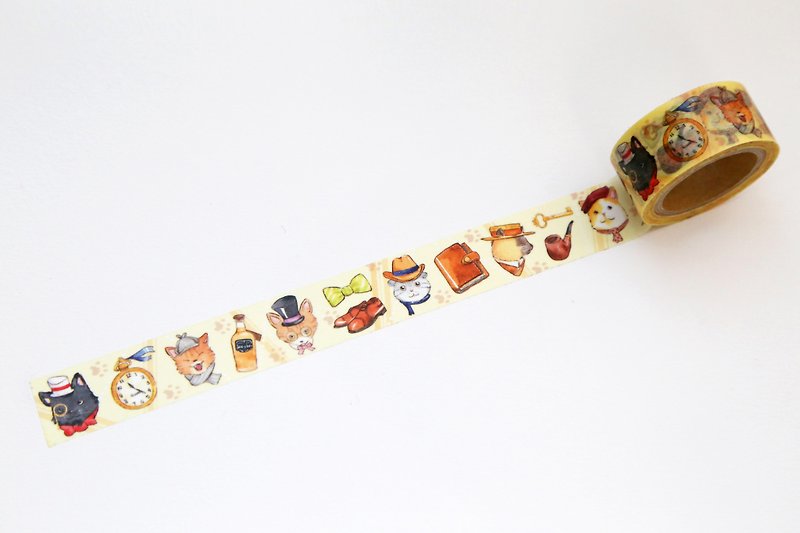 OURS Original Washi Masking Tape - Gentle Cats by Koopa - มาสกิ้งเทป - กระดาษ สีเหลือง