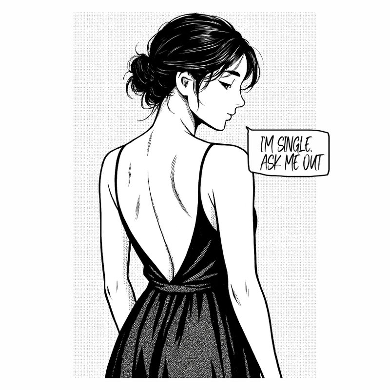 白色T恤 短袖 插圖 送禮 幽默 搞笑禮物 I'M SINGLE. ASK ME OUT - 女 T 恤 - 棉．麻 