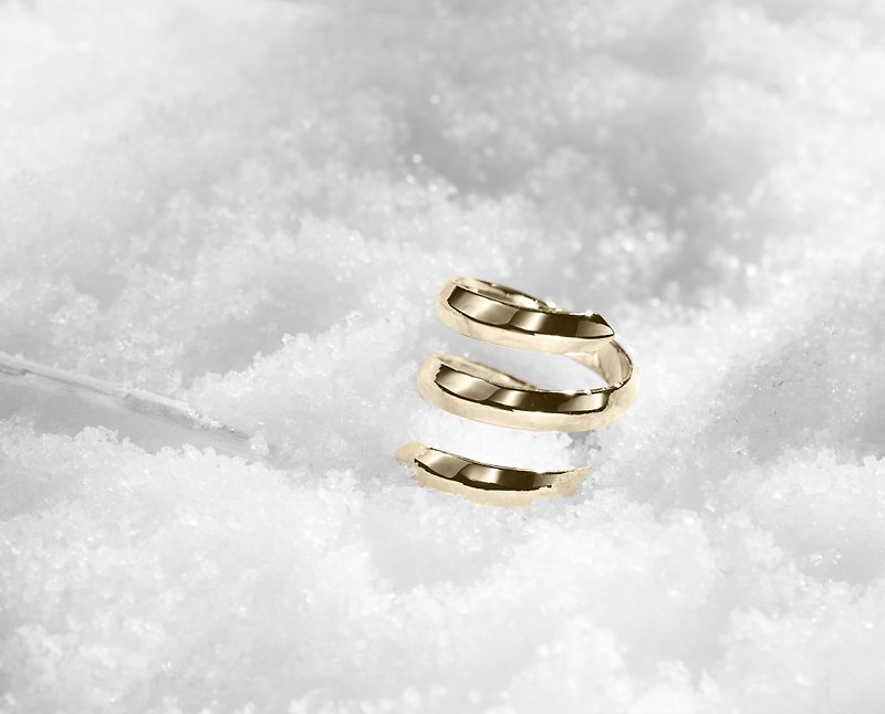 Spiral Promise Ring for Her, Gold Dipped 925 Sterling Silver Ring for Women - แหวนคู่ - เงินแท้ สีทอง