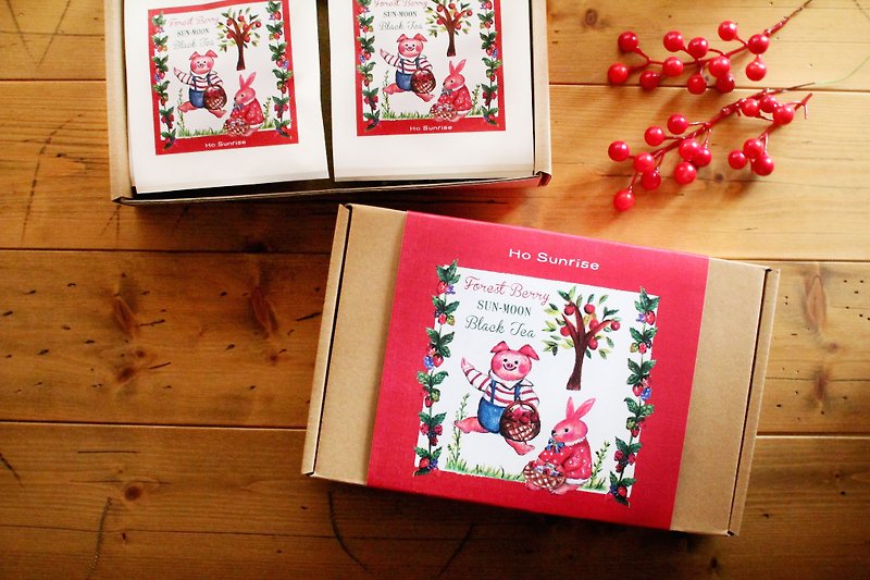 [Little Lotus Day] Illustration Gift Box Forest Wild Berry Black Tea 8pcs/Christmas Gift - Tea - Fresh Ingredients 