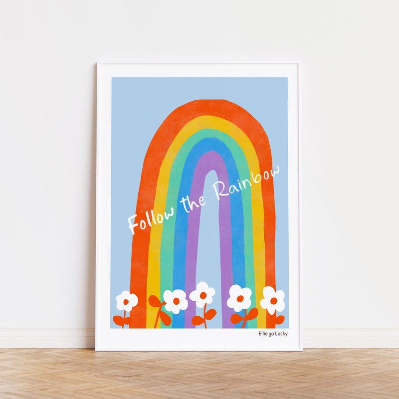 Art print/ Rainbow Flower / Illustration poster A3,A2 - Posters - Paper Multicolor